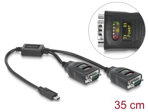 DELOCK Adapter USB Type-C zu 2 x Seriell RS-232 DB9 mit 15kV