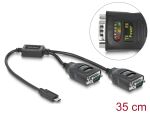 DELOCK Adapter USB Type-C zu 2 x Seriell RS-232 DB9 mit 15kV