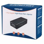 Intellinet Gigabit High-Power PoE+ Injektor, 1 x 30 Watt-Port, IEEE 802.3at/af Power over Ethernet (PoE+/PoE), Metallgehäuse