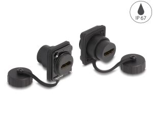 DeLOCK D-Typ Modul HDMI-A Buchse zu HDMI-A Buchse mit Verschlusskappe IP67 staub- und wasserdicht