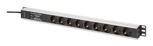 Digitus DN-95438 Stromverteilereinheit (PDU) 9 AC-Ausgänge 1U Schwarz, Silber