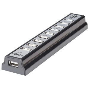 Manhattan Hi-Speed USB 2.0 Desktop Hub, 10 Ports, Stromversorgung über USB oder AC Netzadapter