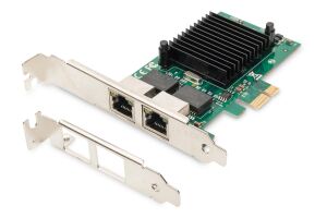 Digitus 2-Port Gigabit Ethernet Netzwerkkarte, RJ45, PCI Express, Intel Chipsatz
