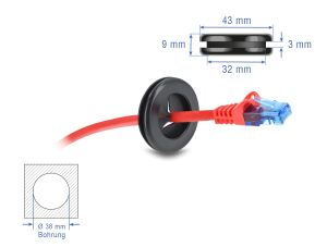 DELOCK Gummi Kabeldurchführung rund 38 mm Durchm. Schwarz