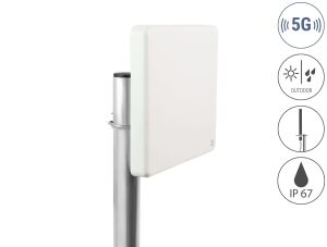 DeLOCK 5G LTE MIMO Antenne 2 x N Buchse 2,7 - 9,0 dBi direktional Wand- und Mastmontage outdoor weiß
