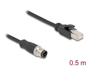 DELOCK M12 Adapterkabel D-kodiert 4 Pin ST zu RJ45,ST 50 cm