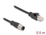 DELOCK M12 Adapterkabel D-kodiert 4 Pin ST zu RJ45,ST 50 cm