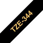 Brother TZE-344 Etiketten erstellendes Band Gold auf Schwarz