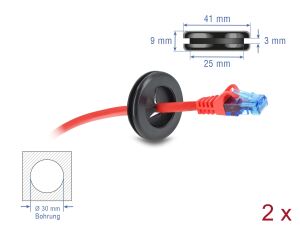 DELOCK Gummi Kabeldurchführung rund 30 mm Durchm. Schwarz