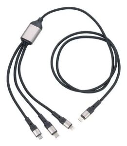 TROIKA DREIZACK PRO USB Kabel 1,2 m USB C USB C/Micro USB-A/Lightning 100 W Schwarz, Grau