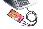 TROIKA DREIZACK PRO USB Kabel 1,2 m USB C USB C/Micro USB-A/Lightning 100 W Schwarz, Grau