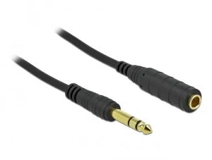 DeLOCK Klinkenverlängerungskabel 6,35 mm 3 Pin Stecker zu Buchse 10 m schwarz