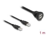 DeLOCK USB 2.0 Kabel 2 x USB Typ-A Stecker zu 2 x USB Typ-A Buchse zum Einbau 1 m schwarz