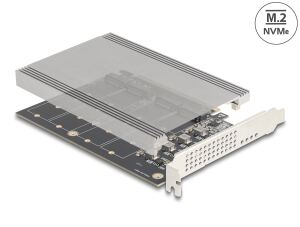DeLOCK PCI Express x16 Karte zu 4 x intern NVMe M.2 Key M mit Kühlkörper - Bifurcation (LxB: 145 x 111 mm)