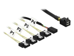 DELOCK SAS Kabel Mini SAS HD -> 4x Sata 7Pin +Sideband 0.50m