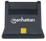 Manhattan USB 2.0 Smartcard-/SIM-Kartenlesegerät mit Standfuß, USB-A-Stecker, Kontaktlesegerät, Desktop, extern, schwarz