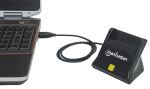 Manhattan USB 2.0 Smartcard-/SIM-Kartenlesegerät mit Standfuß, USB-A-Stecker, Kontaktlesegerät, Desktop, extern, schwarz