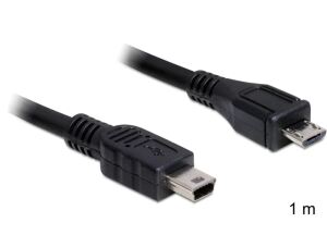 DeLOCK 1m USB2.0 microB/miniB USB Kabel Micro-USB B Mini-USB B 0,48 Gbit/s Schwarz