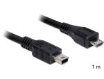 DeLOCK 1m USB2.0 microB/miniB USB Kabel Micro-USB B Mini-USB B 0,48 Gbit/s Schwarz