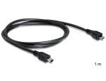 DeLOCK 1m USB2.0 microB/miniB USB Kabel Micro-USB B Mini-USB B 0,48 Gbit/s Schwarz
