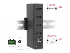 DELOCK Industrie Hub 4 x USB 2.0 Typ-A mit 15 kV ESD Schutz