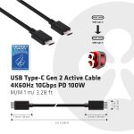 CLUB3D USB Gen2 Type C Video 4K60Hz, Data 10Gbps and 100W
