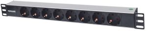Intellinet 19" 8-fach Steckdosenleiste, Schutzkontakt, Power-LED, ohne Überspannungsschutz, 1,8 m Stromkabel, 1 HE