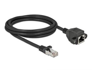 DeLOCK Netzwerk Verlängerungskabel S/FTP RJ45 Stecker zu RJ45 Buchse Cat.6A 1 m schwarz