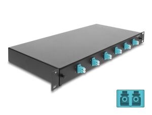 DELOCK 19" LWL Spleißbox 6x LC DX OM3 1HE spleißfer. Kompl.