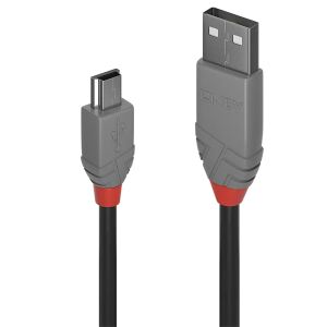 Lindy 36720 USB Kabel USB 2.0 0,2 m USB A Mini-USB B 0,48 Gbit/s Schwarz