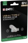 Emtec D280 Dual USB-Stick 64 GB USB Type-A / USB Type-C 3.2 Gen 1 (3.1 Gen 1) Silber