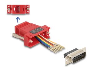 DELOCK Adapter D-Sub15 -> RJ45 St/Bu Montagesatz rot