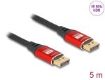 DELOCK DisplayPort Kabel 8K 60Hz 5m rot Metall
