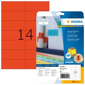 HERMA Farbige Etiketten A4 105x42.3 mm rot Papier matt 280 St.