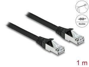 DELOCK RJ45 NWK Cat.6A S/FTP PUR Outdoor 1 m schwarz