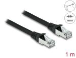 DELOCK RJ45 NWK Cat.6A S/FTP PUR Outdoor 1 m schwarz