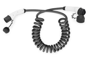 Digitus KFZ-Spiral-Ladekabel für Elektroautos & PHEV – 10 m – Typ 2 – Mode 3 – 1-Phasig – 32 A – 7,4 kW – Schwarz