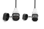Digitus KFZ-Spiral-Ladekabel für Elektroautos & PHEV – 10 m – Typ 2 – Mode 3 – 1-Phasig – 32 A – 7,4 kW – Schwarz