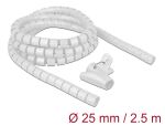 DELOCK Spiralschlauch mit Einziehwerkzeug 2,5 m x 25 mm weiß