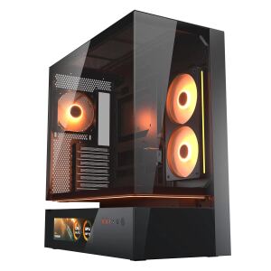 COUGAR Gehäuse Midi-Tower, CFV235 Vision, ARGB, LCD-Display, Glas, Schwarz