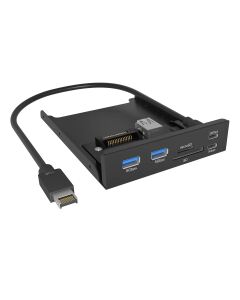 ICY BOX IB-HUB1419-i3, Front panel 3,5" mit USB Hub und Kartenleser, 2x USB-A 5 Gbit/s, 1x USB-C 5 Gbit/s, 1x USB-C 20 Gbit/s, 1x SD und 1x microSD 3.0