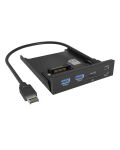 ICY BOX IB-HUB1419-i3, Front panel 3,5" mit USB Hub und Kartenleser, 2x USB-A 5 Gbit/s, 1x USB-C 5 Gbit/s, 1x USB-C 20 Gbit/s, 1x SD und 1x microSD 3.0