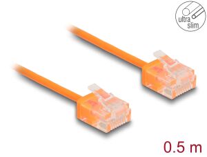 DeLOCK RJ45 Netzwerkkabel Cat.6 UTP Ultra Slim 0,5 m orange mit kurzen Steckern