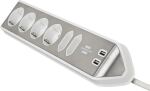 Brennenstuhl 1153590620 Verlängerungskabel 2 m 6 AC-Ausgänge Drinnen Silber, Weiß