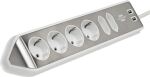 Brennenstuhl 1153590620 Verlängerungskabel 2 m 6 AC-Ausgänge Drinnen Silber, Weiß