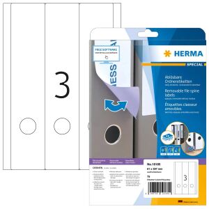 HERMA Ablösbare Ordneretiketten A4 61x297 mm weiß Movables/ablösbar Papier matt blickdicht 75 St.