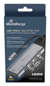 MediaRange MRCS511 Schnittstellen-Hub USB Typ-C 480 Mbit/s Silber