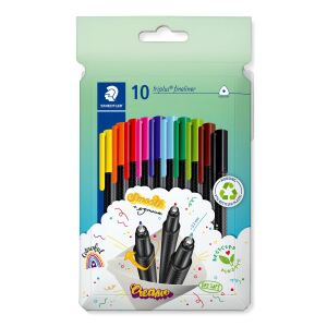 Staedtler 334 C10 Fineliner Sehr fein Schwarz, Blau, Braun, Grün, Hellblau, Hellgrün, Orange, Pink, Rot, Gelb 10 Stück(e)