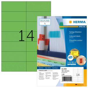 HERMA 4559 selbstklebendes Etikett Rechteck Grün 1400 Stück(e)
