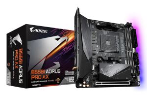 GIGABYTE B550I AORUS PRO AX Mainboard – AMD Ryzen 5000 CPUs, 8 Phasen VRM, bis zu 5300 MHz DDR4, 1xPCIe 4.0 + 1xPCIe 3.0 M.2, Wi-Fi 6E, 2.5GbE LAN, USB 3.2 Gen 2